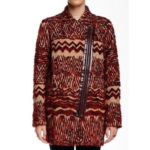 🆕 FREE PEOPLE Faux Fur Tribal Patterned Coat